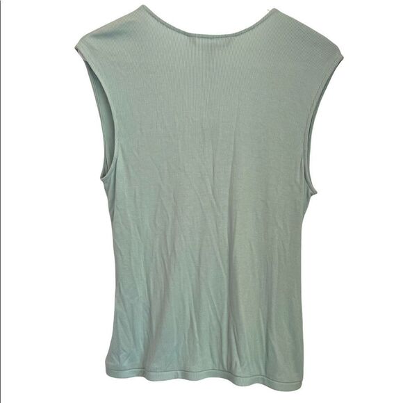 BCBGMAXAZRIA Surplice Sleeveless Top In Harbor.Size S - Picture 5 of 10